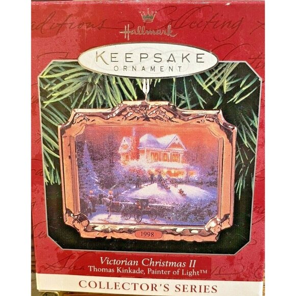Ornament Hallmark Keepsake Ceramic Victorian Christmas II Thomas Kinkade 1998 - Picture 1 of 8